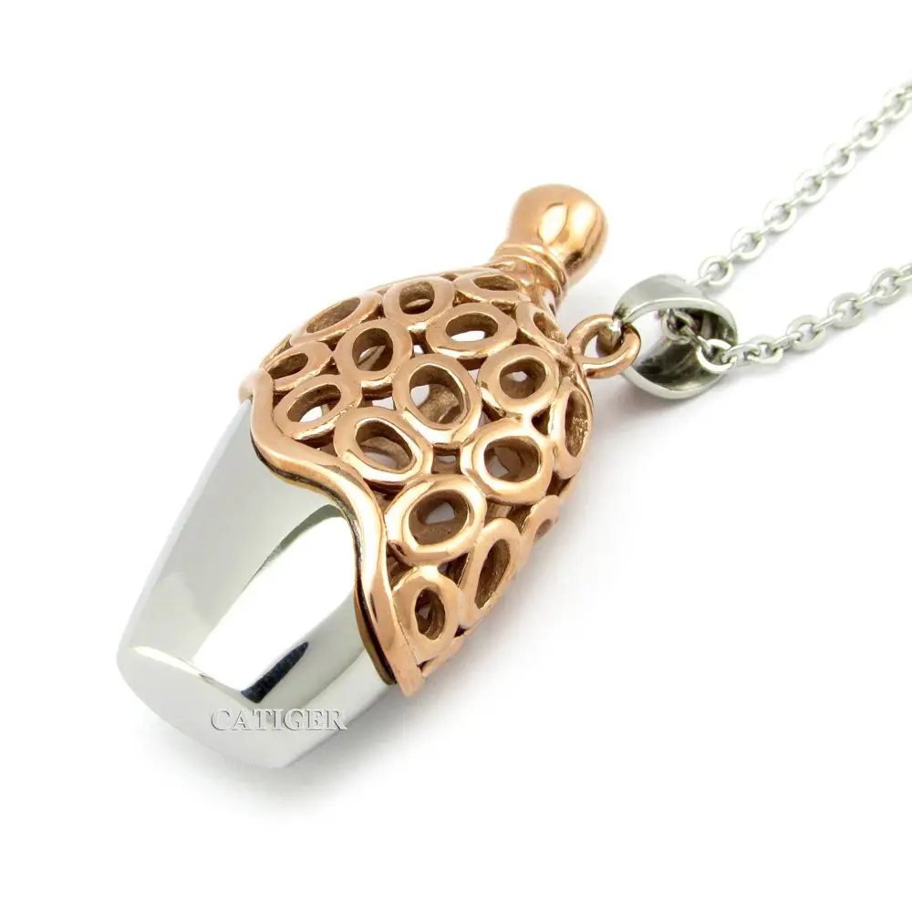 

Free Shipping Gothic Vase Style Rose color Plated Pendant Cool 316L Stainless Steel Bottle Pendant (Include the chain for Free)