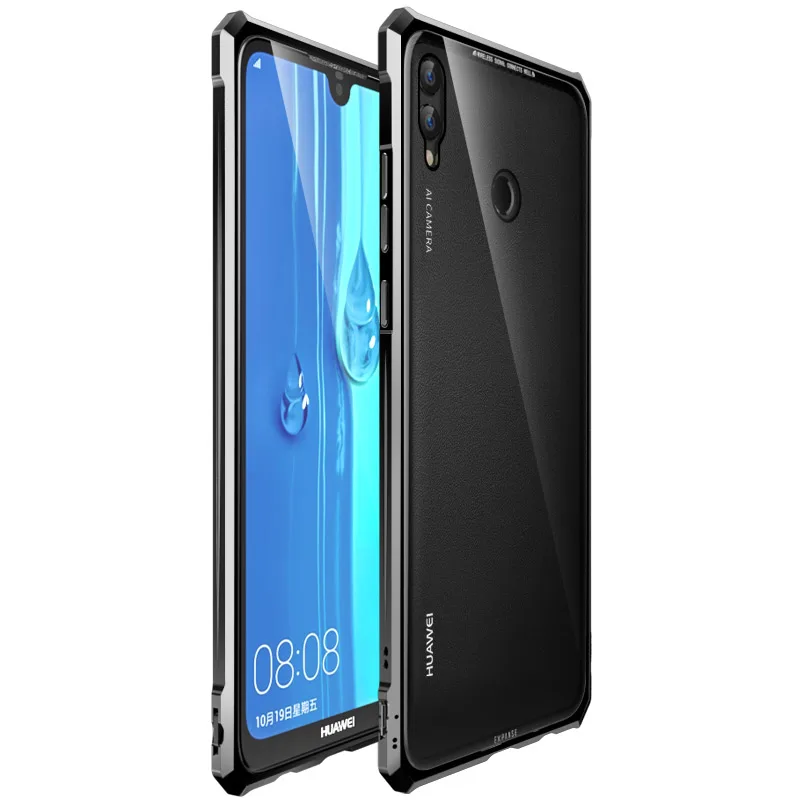 Черный OMEVE для huawei Enjoy Max чехол металлический сплав рамка Прозрачная закаленное стекло задняя крышка для huawei Y Max защита телефона от падения Чехол s - Цвет: Черный