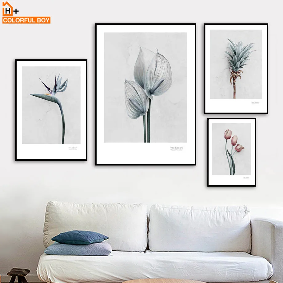 COLORFULBOY скандинавские Цветочные плакаты и принты настенное искусство Картина на