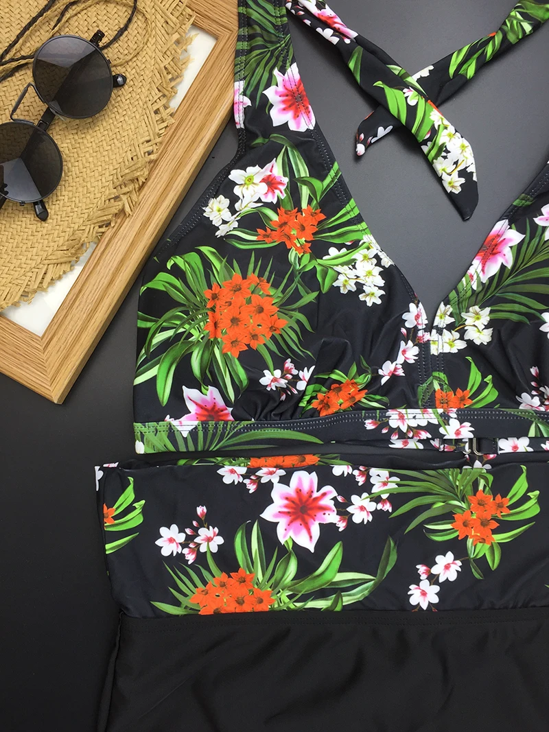 Комплект бикини размера плюс, 4XL, большой размер, купальник для женщин, высокая талия, два предмета, купальник, пуш-ап, бикини, купальник для женщин