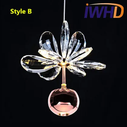 Современные хрустальные светодиодные подвесные светильники с цветами