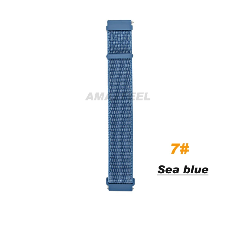 7.sea blue Нейлоновый ремешок-петля для Amazfit ремешок Bip Браслет спортивный дышащий браслет для Huami GTR 47 мм GTS смарт-ремешок аксессуары - Цвет: 7.sea blue