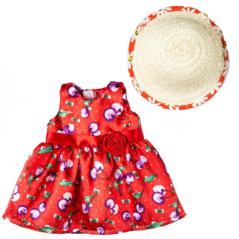 red cherry 18 дюймов, одежда для девочек, куклы, американские игрушки, платье, костюм, ручная работа, кружевная юбка, платье, аксессуары, подходит для 43 см, кукла c746 - Цвет: red cherry