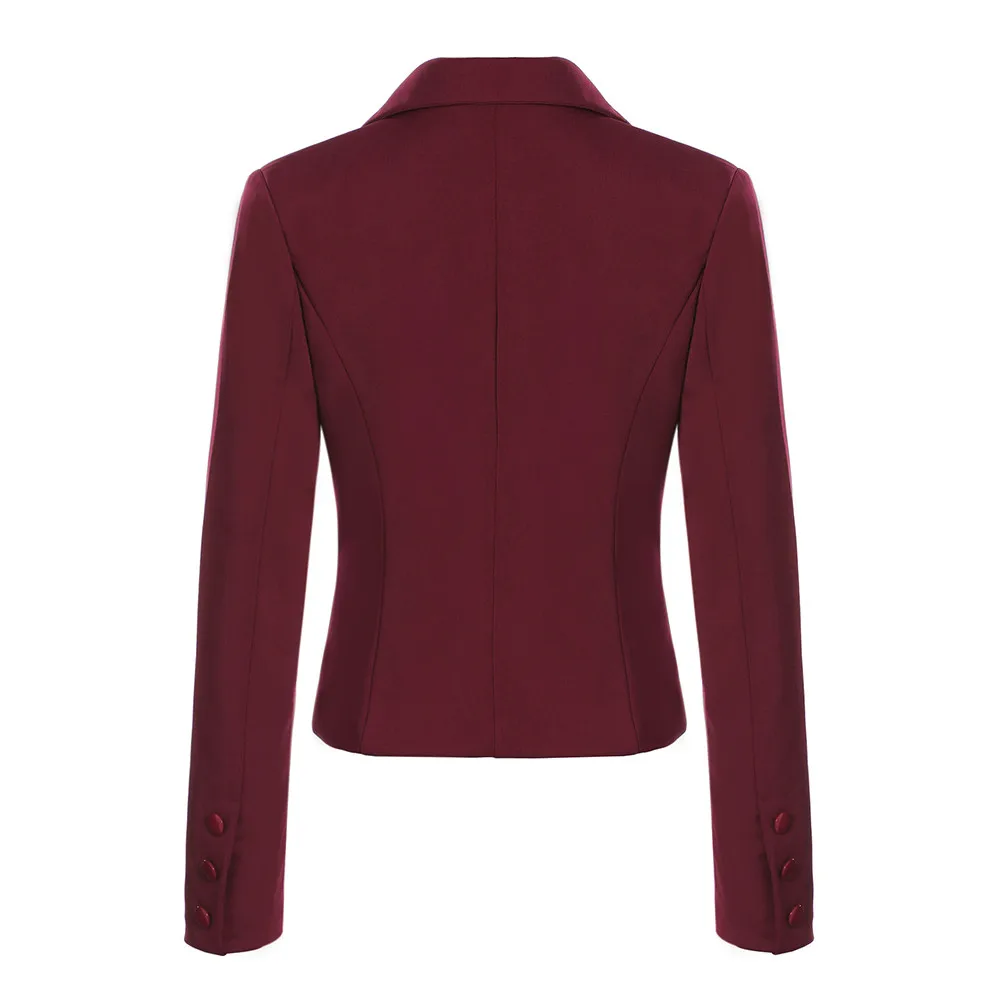 JAYCOSIN Женская куртка блейзеры женский сплошной цвет две кнопки карман Slim Fit маленький костюм пальто офисная куртка повседневные Топы блейзер