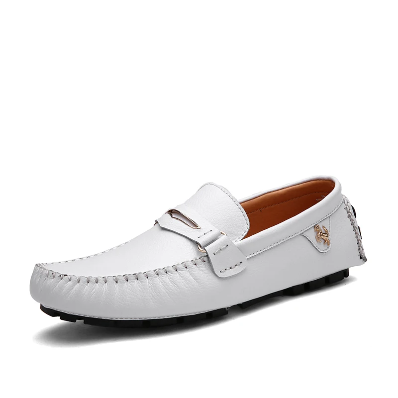 GOXPACER Four Seasons Shoes Men Loafers Horse Logo Casual Genuine Leather Flats Fashion Male All Match Comfortable | Обувь