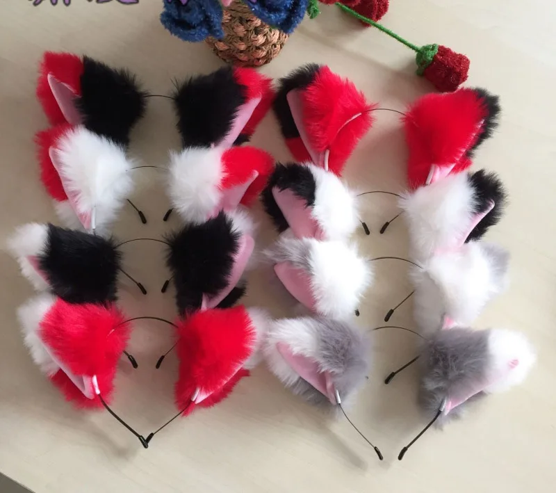 Аниме костюм для косплея с кошачьими лисьими ушками вечерние повязки на голову