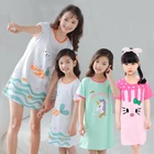 Летняя Хлопковая пижама для девочек, пижамы для мам и детей, ночная рубашка, женская одежда для сна, Повседневная Ночная рубашка