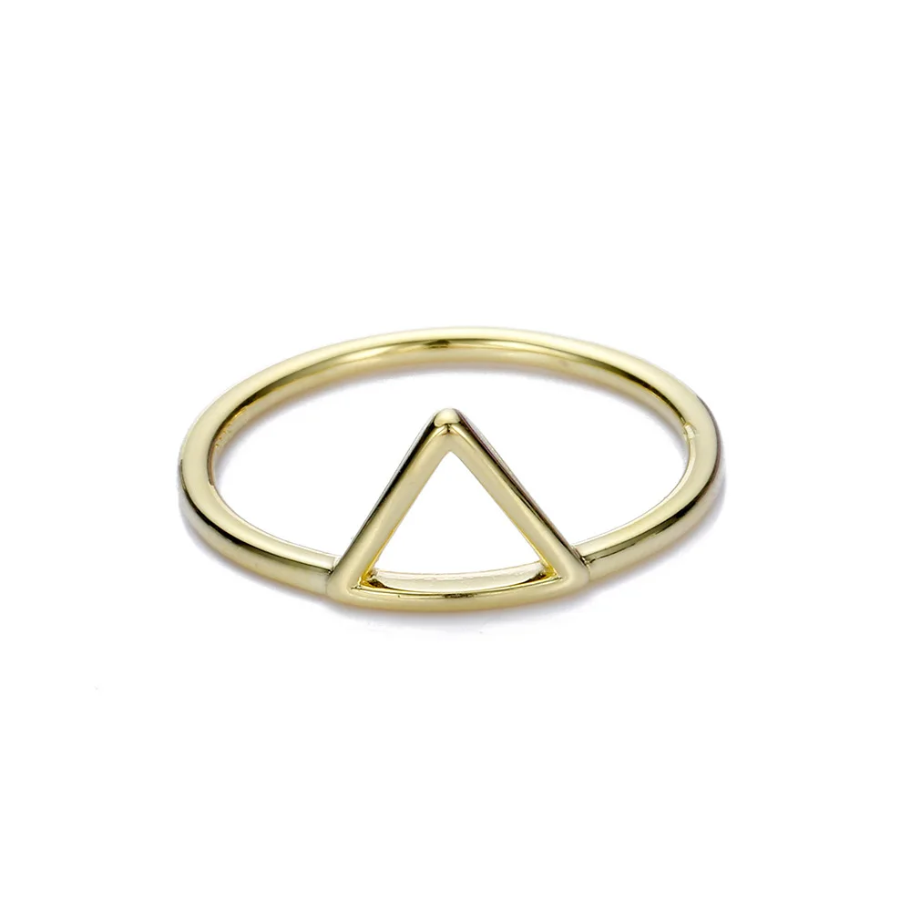 Настоящее серебро 925 пробы Золотой треугольные Простые Кольца геометрической
