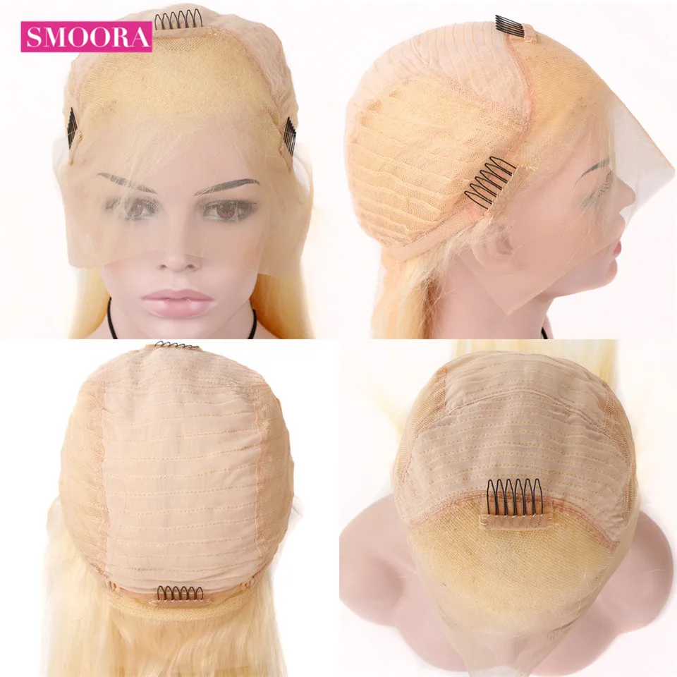 Смоора полный блонд 613 # цвет бразильский Remy человеческие волосы кружева передние
