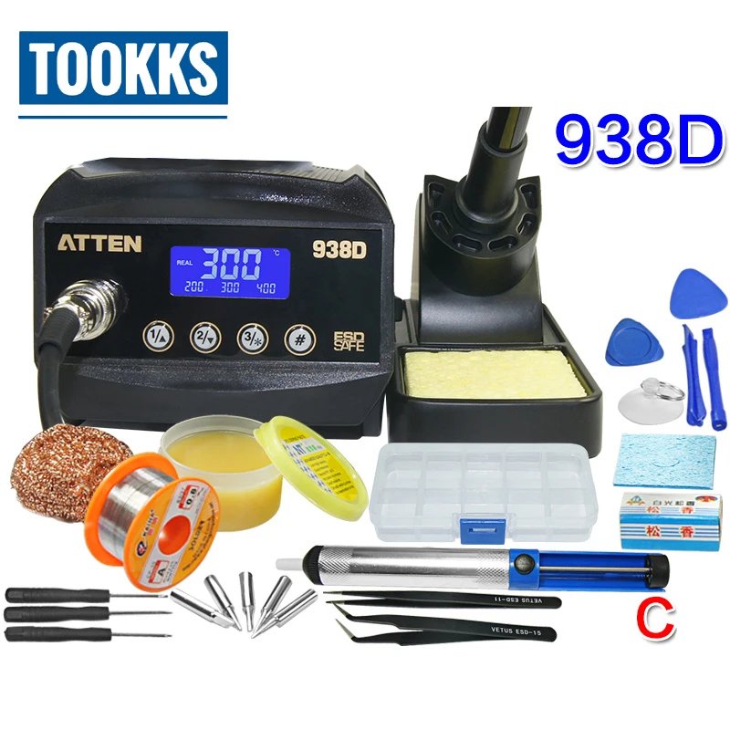 Atten AT938D 60 Вт ЖК дисплей цифровая сварочная паяльная станция бессвинцовый