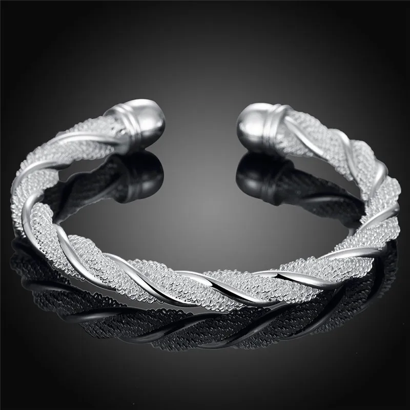 Женский плетеный браслет из серебра 925 пробы|open bangle|bangle braceletwholesale bangle |