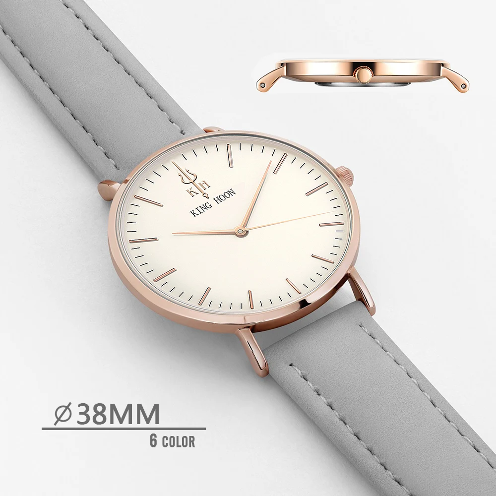 Роскошные Брендовые спортивные часы KING HOON 2017 женские ультратонкие золотистые