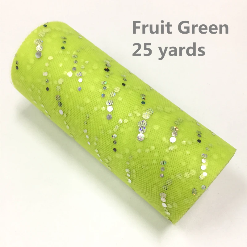 Fruit Green 15 см, 25 ярдов, тюль, рулон, Блестящий тюль, ткань из органзы, рулон, свадебное украшение, для девочек, для дня рождения, вечеринки, принадлежности для детского душа - Цвет: Fruit Green