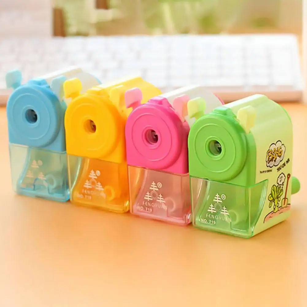 Korean Style Hand Crank Mechanical Accessory Creative Student Cartoon Print Pencil Sharpener