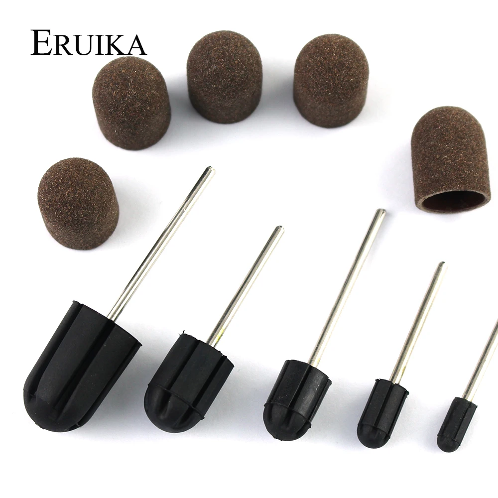 ERUIKA 5PCS Electric Nail Drill Bit Block Sanding Caps Band Rubber Mandrel Grip Milling Cutter Manicure Pedicure Tools Accessory | Красота и