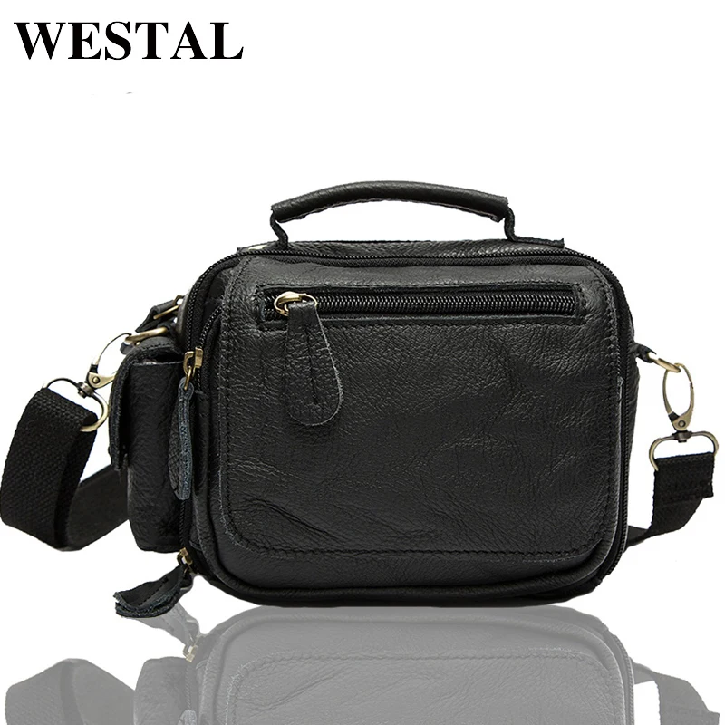 WESTAL сумка мужская через плечо из натуральной кожи маленькие сумки винтаж поясная