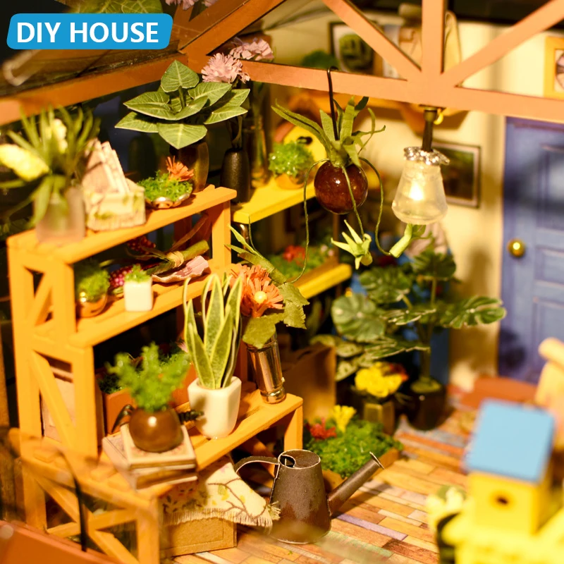 If State Diy Hut Ручная сборка креативная игрушка художественный дом Кэти Цветочная