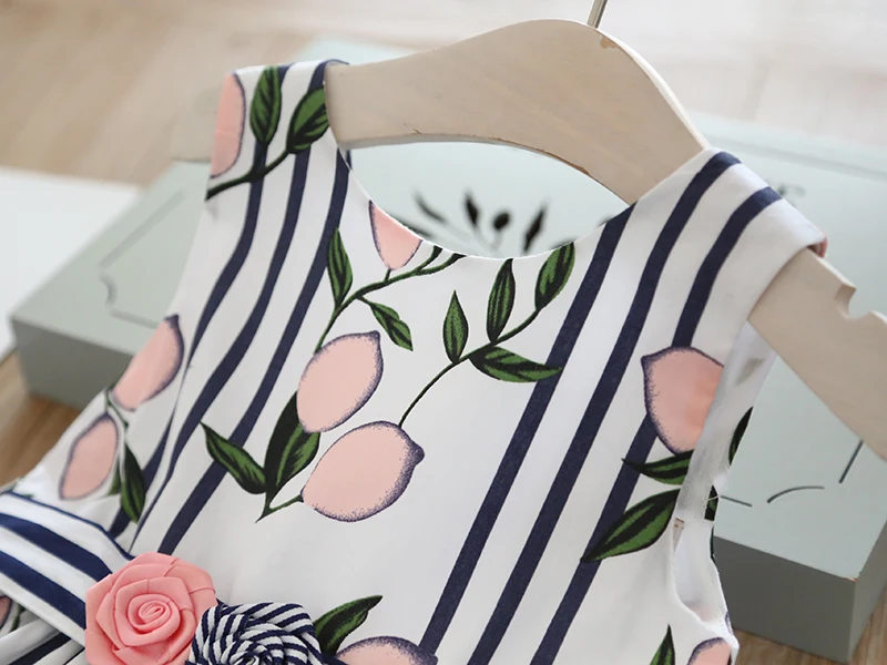 Хлопковое платье с лимонами для маленьких девочек летняя детская мода оптовая