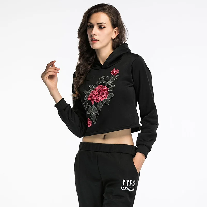 Толстовки с вышивкой и принтом повседневные женские толстовки капюшоном на