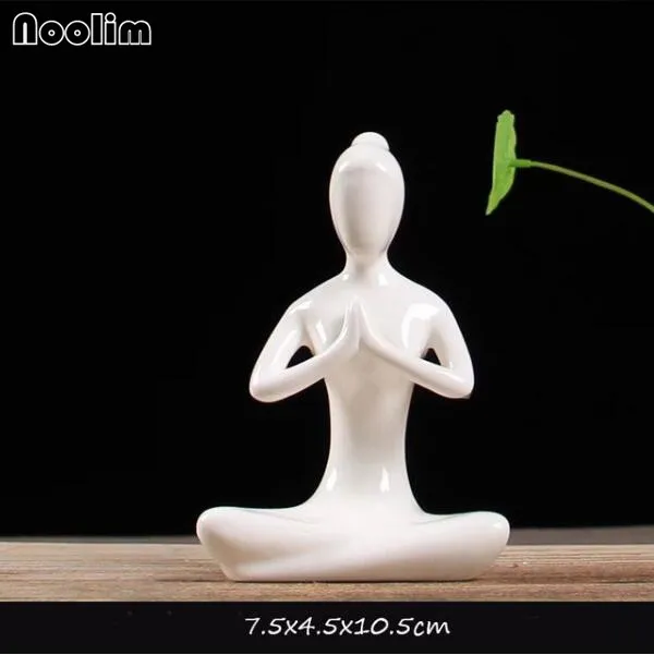 Yoga 02 NOOLIM креативный домашний Декор Керамическая йога девушка курильница с обратным потоком благовония конусы горелки полотенце ладан держатель использовать в офисе Teaho - Цвет: Yoga 02