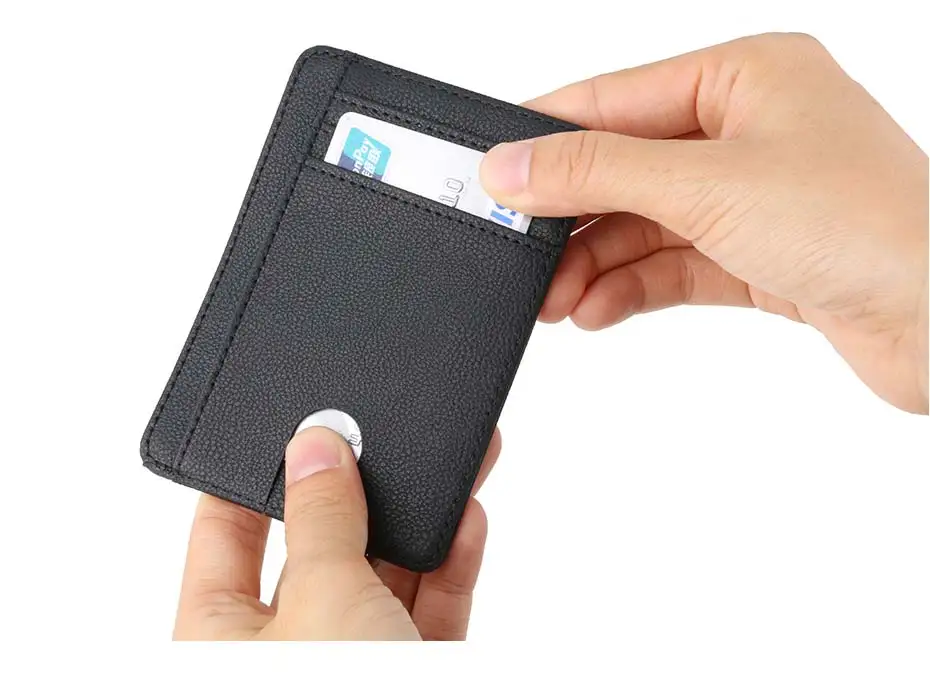 Мужской женский кожаный кредитный держатель для Карт RFID твердый кожаный держатель для карт бизнес-кошелек для путешествий дизайнерский кошелек для мелочи