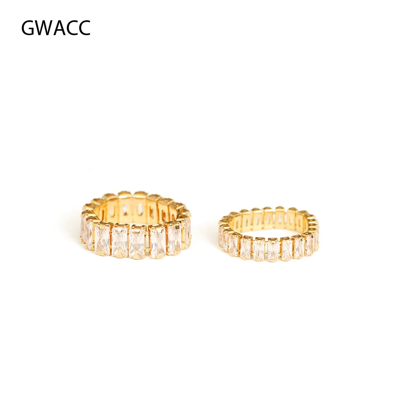GWACC классическое кольцо золотого цвета Блестящий инкрустация Цирконом