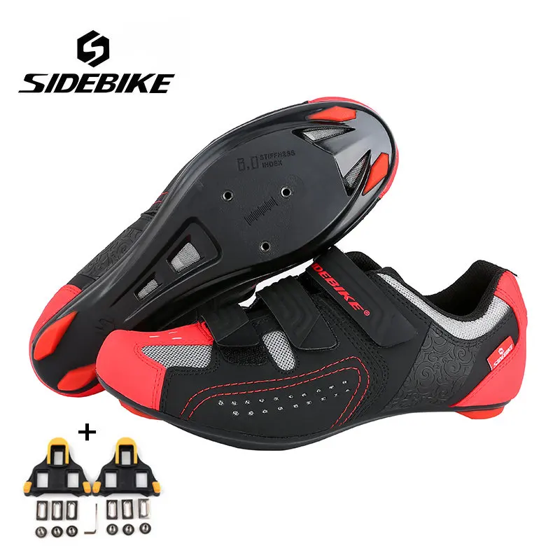 red with cleats Sidebike/Профессиональная обувь для велоспорта для мужчин и женщин; обувь для гонок и шоссейного велосипеда; самофиксирующиеся дышащие спортивные кроссовки для велоспорта; ультралегкие кроссовки - Цвет: red with cleats