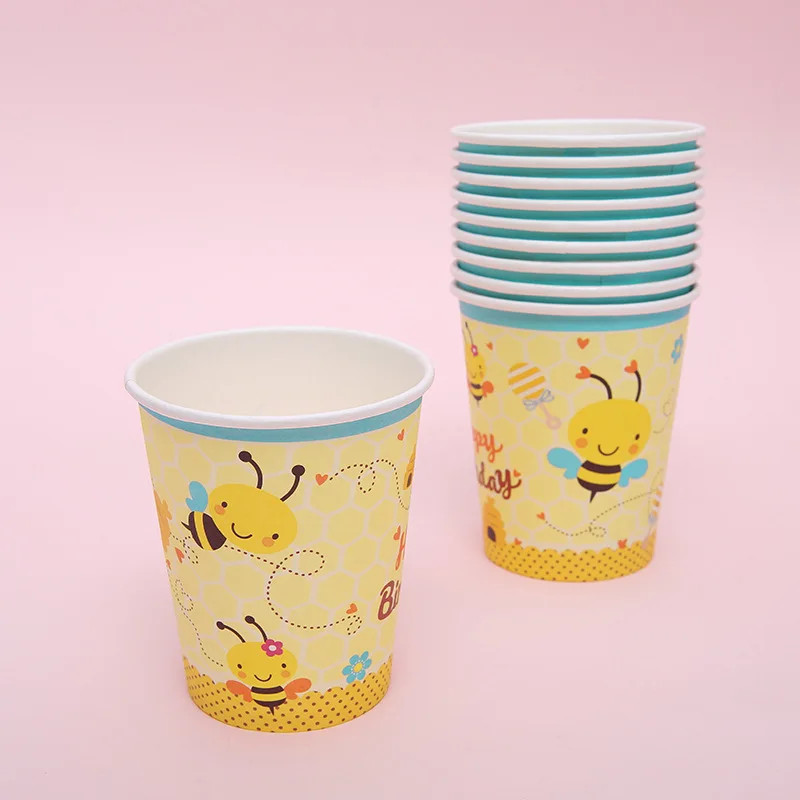 Мультфильм милый цветок Поезд пчела тема партия посуда детский душ дети день