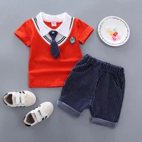 2019 childrens tie short sleeved suit summer leisure boys summer wear 1 2 3 4 year old baby t shirt shorts 2 sets