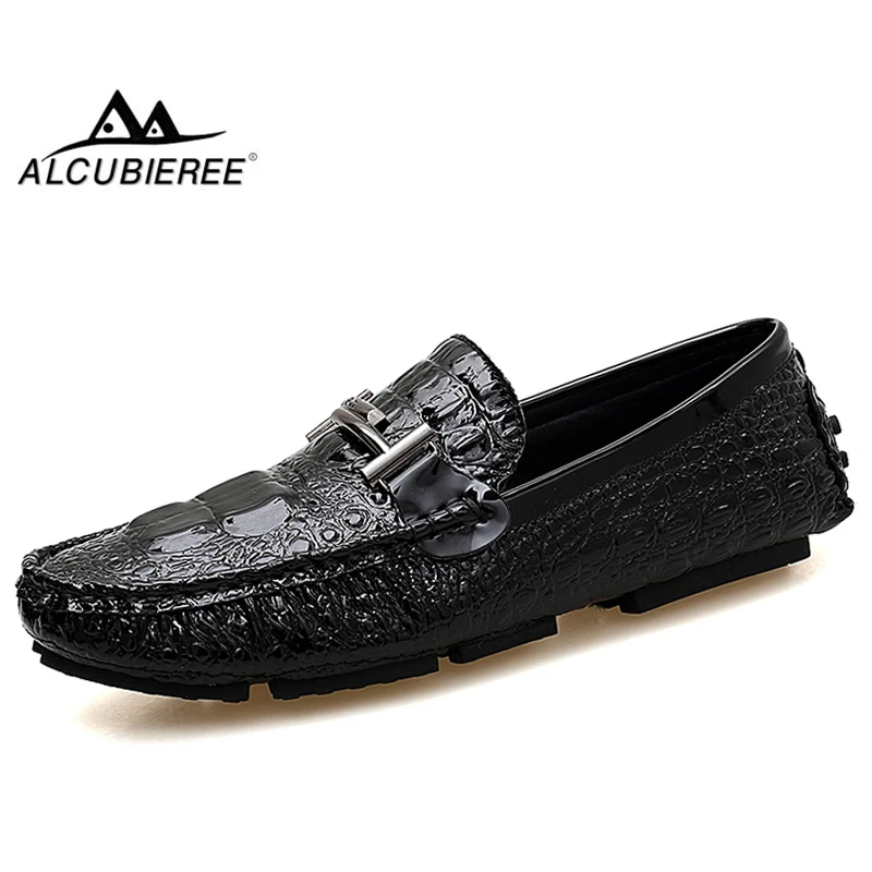 ALCUBIEREE Big Size 48 Men Boat Shoes High Quality Leather Male Casual Slip On Flats Loafers Fashion Moccasins | Обувь