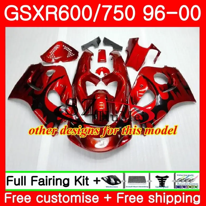 Корпус для SUZUKI GSX-R600 GSXR 600 750 SRAD 27SH20 black flames GSXR750 96 97 98 99 00 GSXR600 1996 1997 1998 1999 2000