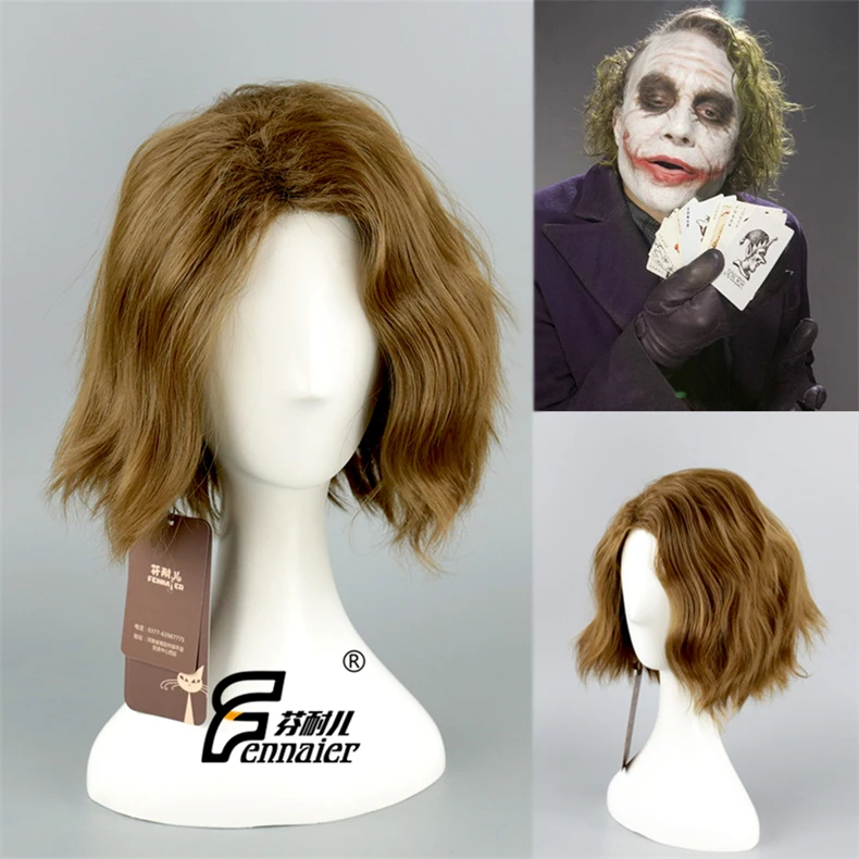 Парик для косплея Темный рыцарь Heath Ledger Joker мужской парик ролевых игр короткий из