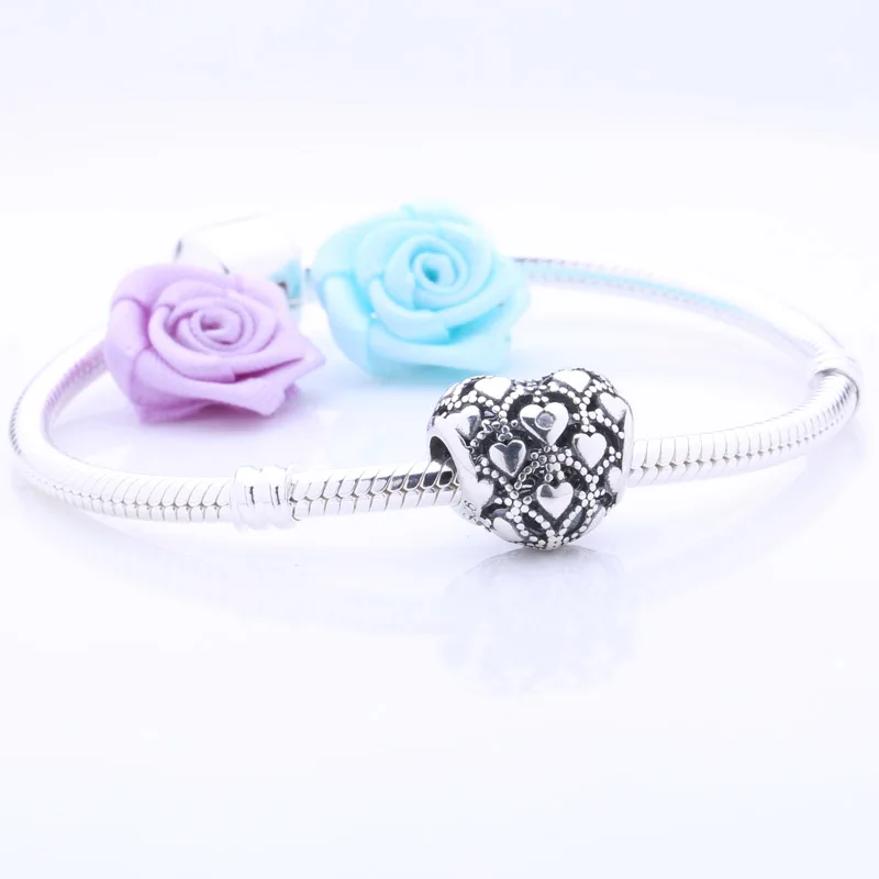 Романтический античный 925 пробы Серебряный клуб Шарм 2017 год Сердце Бусины Fit DIY
