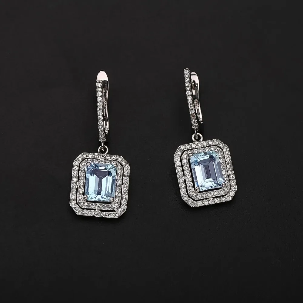 Женские серьги подвески Gem's Ballet Винтажные из серебра 925 пробы с натуральным