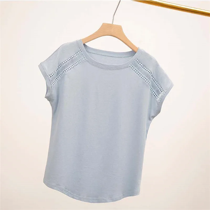 5XL хлопковые топы летняя блузка рубашка Корейская 2019 повседневная короткая рукав