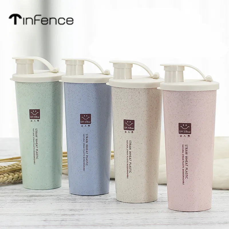 Шейкер для протеинового порошка чашка 450 мл бутылка воды Пшеничная солома BPA