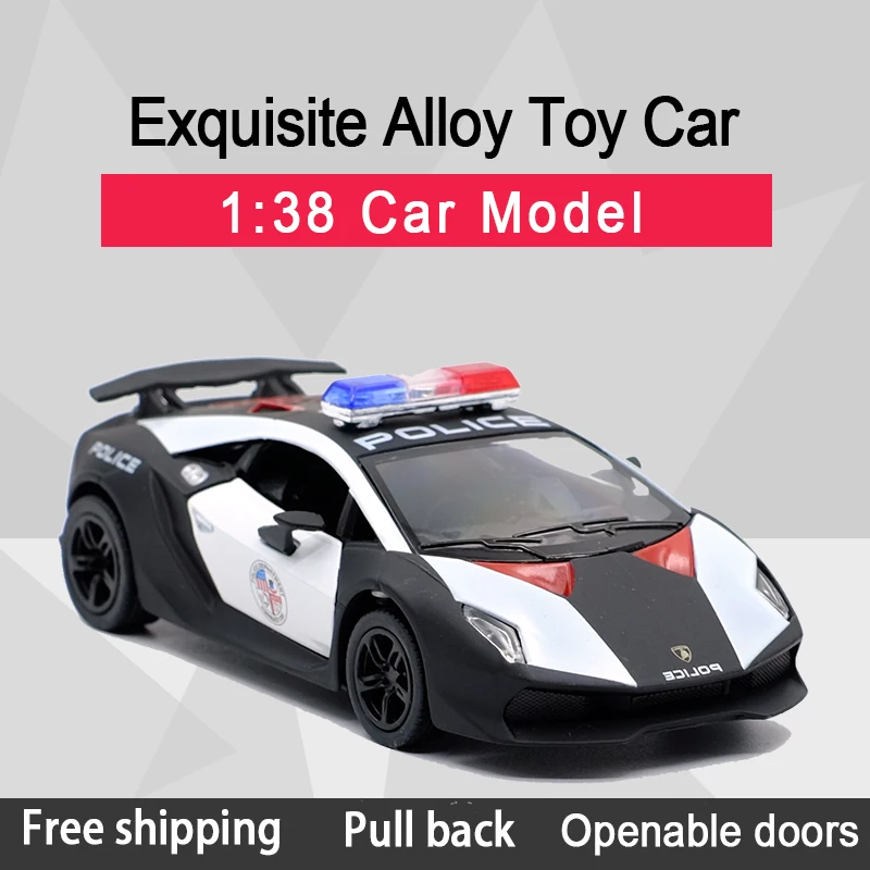Kinsmart 1:38 Sesto Elemento Police Toy Car литой Сплав модель автомобиля игрушка с откатом для