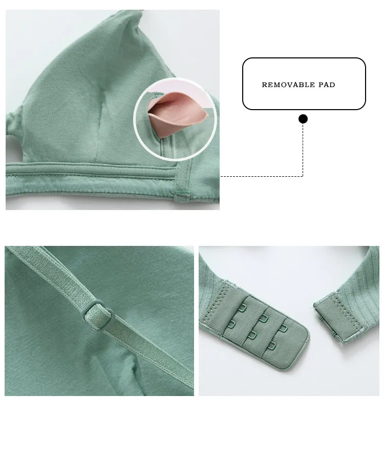 Solid Striped Bra Set Macarons Colours Comfortable Cotton Bra For Small Boobs Flat Breast Wireless Women Lingere