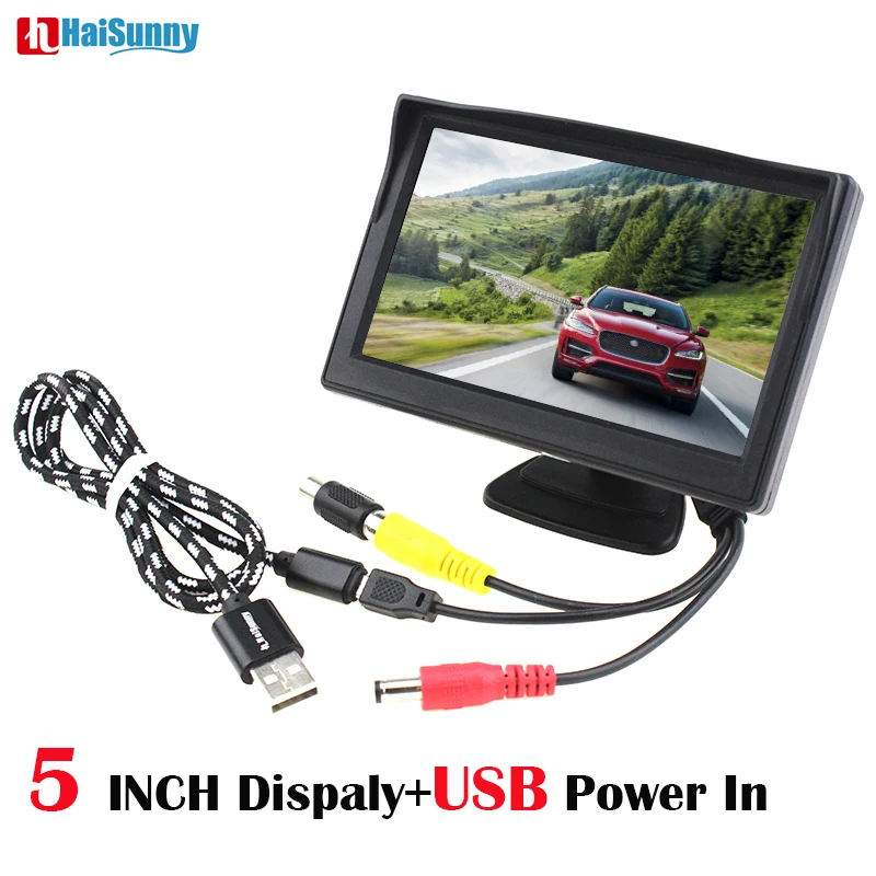 Автомобильный монитор 5 дюймов HD разрешение 800*480 с В USB кабелем объектив рыбий