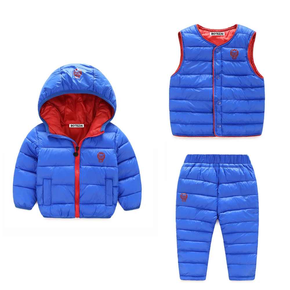 2017 winter children's clothing suit jacket warm duck down boys and girls sets with -3 pieces | Детская одежда и обувь