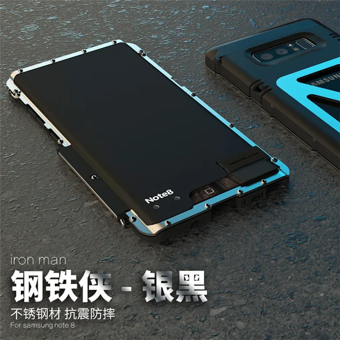 Темно-серый Роскошный Алюминиевый металлический флип-кейс для samsung Galaxy Note 9 8 7 5 4 3 чехол с покрытием в виде брони полный сверхмощный защитный Телефон Аксессуары - Цвет: Темно-серый