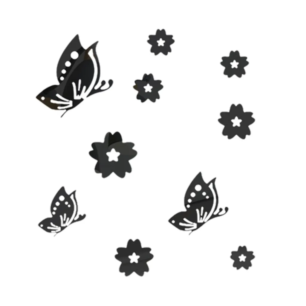 Acrylic wall Mirror sticker 3D Butterfly Combination Effect Wall Sticker Decal Home Decor maison Stickers 3d F451222 | Дом и сад