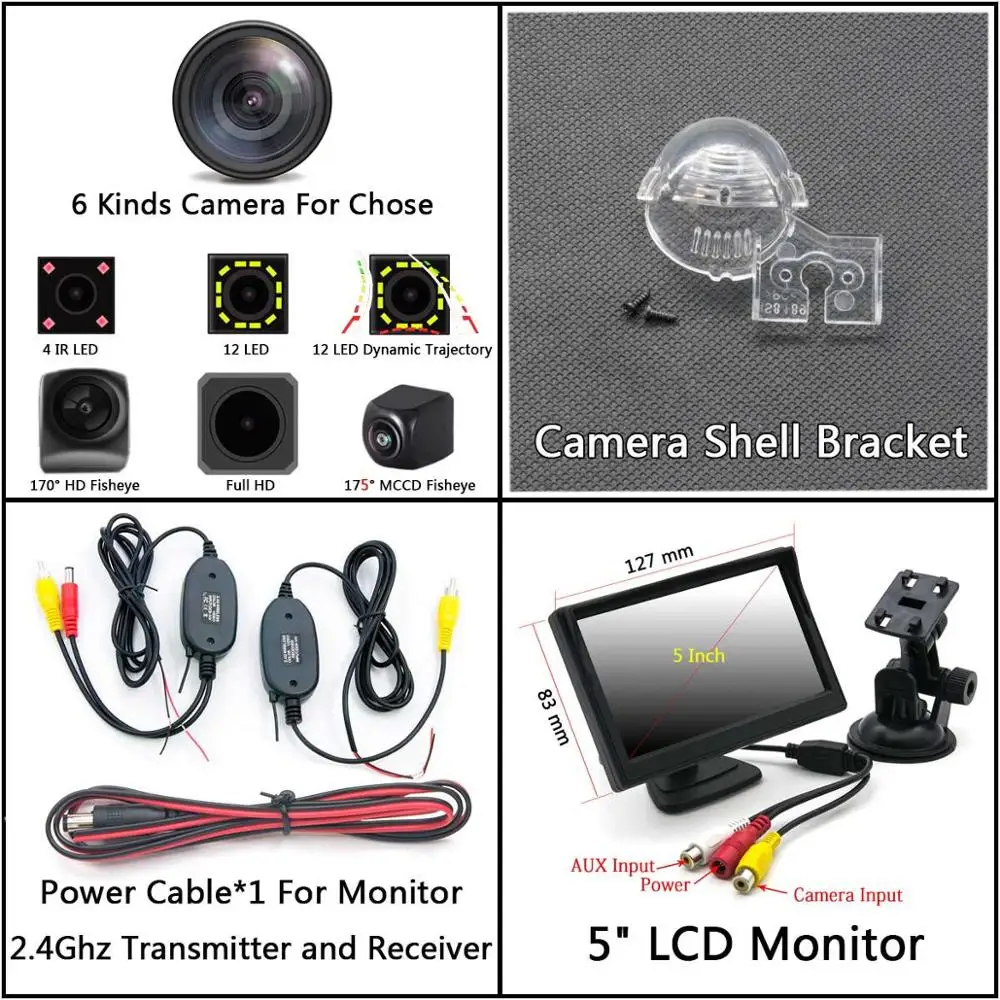 Cam Wireless 5 LCD 175 градусов 1080P рыбий глаз задний вид автомобиля камера для Suzuki S-Cross Grand Vitara Kizashi SX4 Парковка монитор беспроводной - Название цвета: Cam Wireless 5 LCD