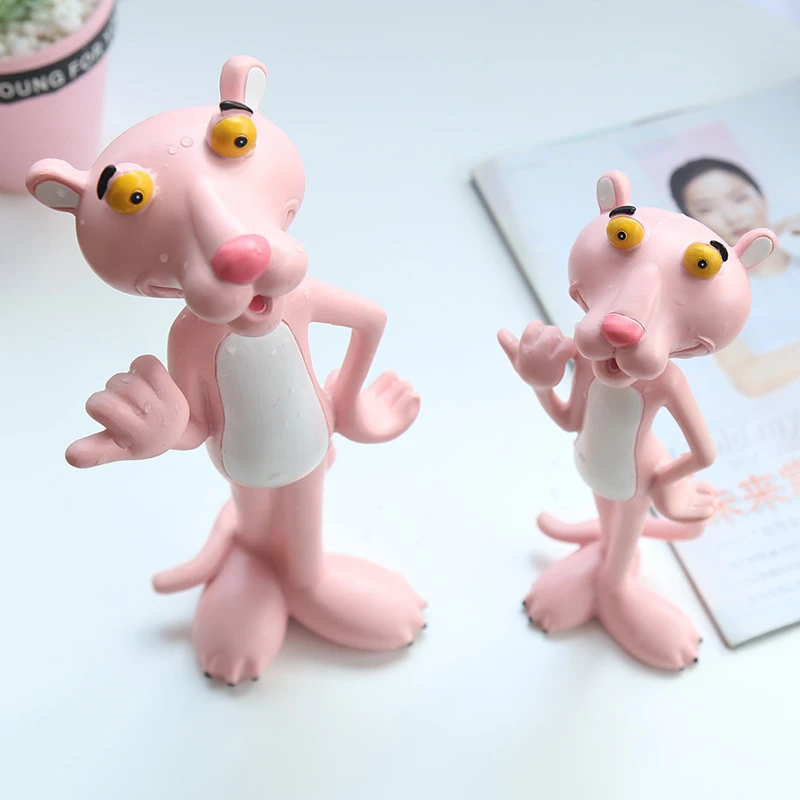 Nordic Resin Pink Panther Figurine Creative Livingroom Office Desktop Cabinet Cartoon Ornament Decoration Display Miniature Prop | Дом и сад