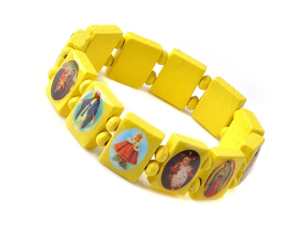 50 шт./лот деревянный Плетеный цветной браслет из бисера религиозный подарок