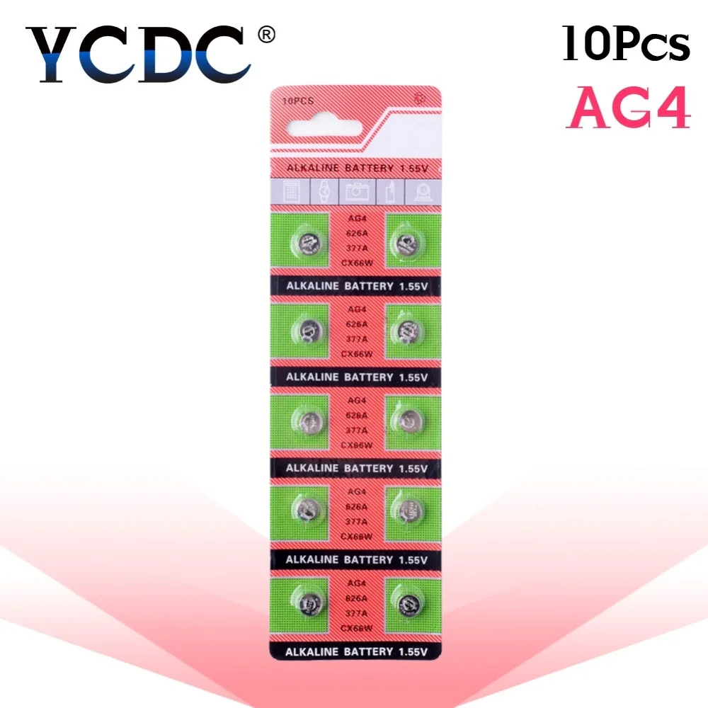 YCDC 10 шт./лот = 1 карты AG4 377A 377 LR626 SR626SW SR66 LR66 кнопочный элемент батарея монетного типа для часов, TIANQIUBrand Батарея