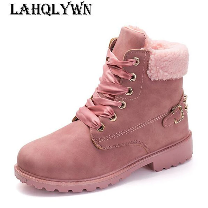 Женские ботинки на шнуровке розовые однотонные повседневные ботильоны с круглым