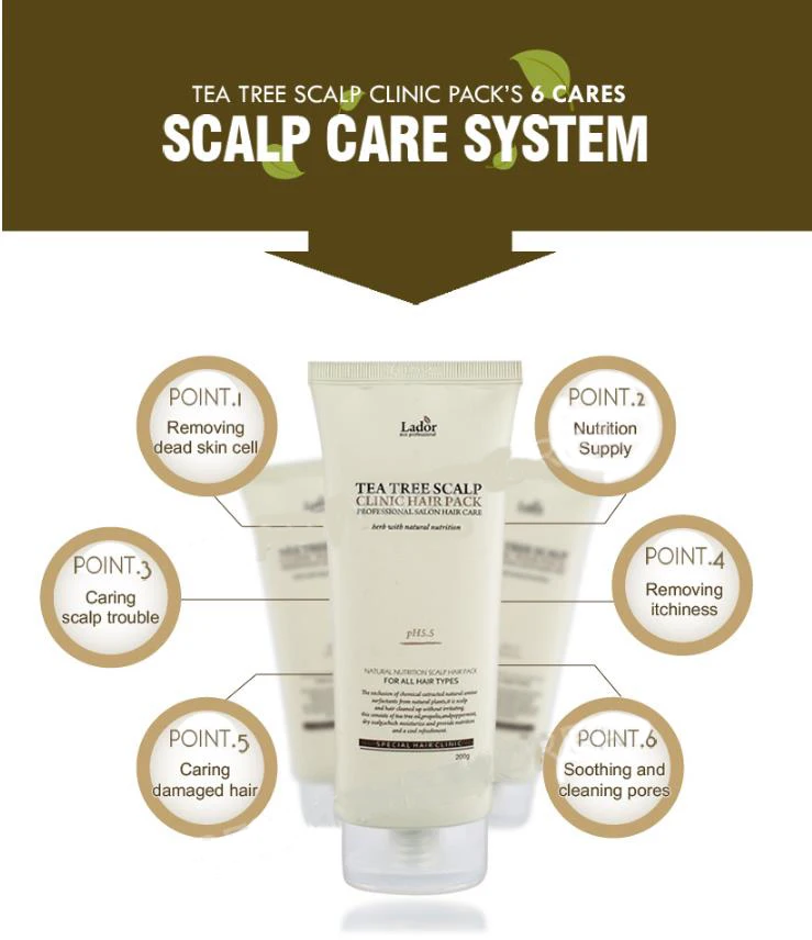 LADOR tea Tree Scalp Clinic Hair Pack 200 г маска для волос увлажнение поврежденных волос Кератиновое восстановление кожи головы Кондиционер для волос