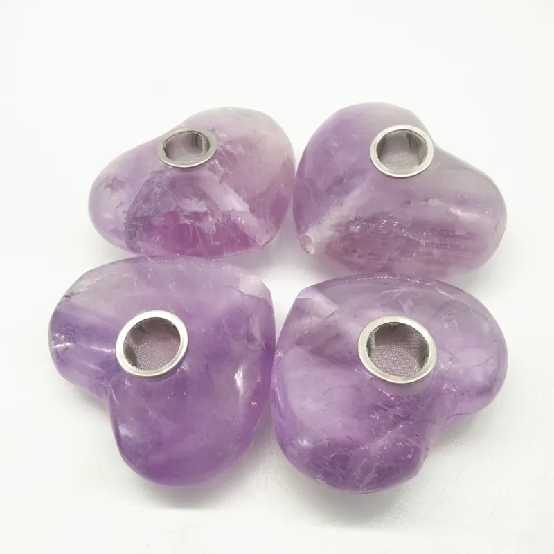 100% натуральный аметист кварц сердце кварцевый кристалл курительная трубка