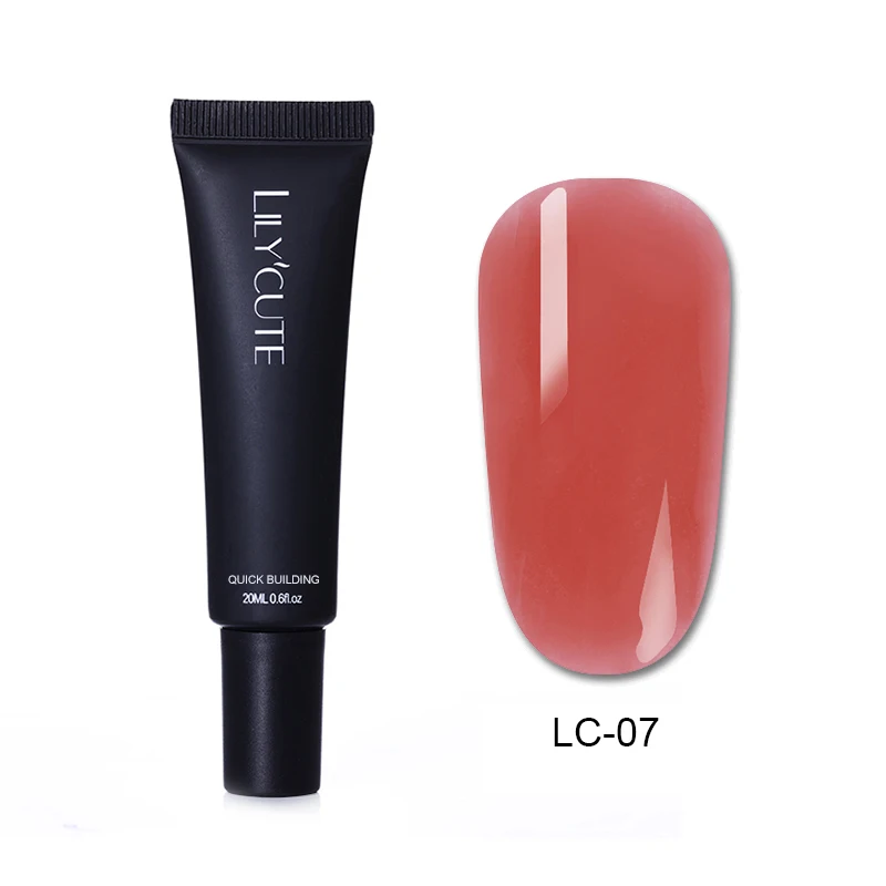 LC07 LILYCUTE 20 мл Быстрое расширение поли УФ-гель розовый белый металл с прозрачными кристаллами светодиодный акриловый строительный гель для ногтей - Цвет: LC07